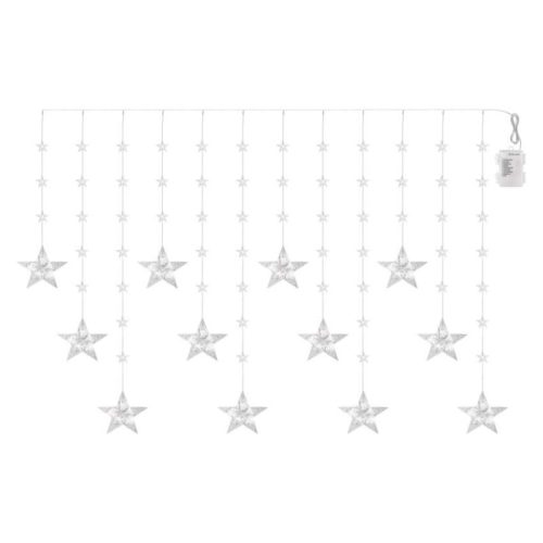 LED karácsonyi függöny – csillagok, 170x85 cm, 3x AA elem, IP44, hideg fehér, időzítő