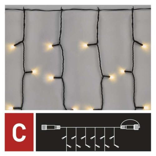 Standard LED sorolható karácsonyi füzér – fényfüggöny, 1x2 m, kültéri, meleg fehér