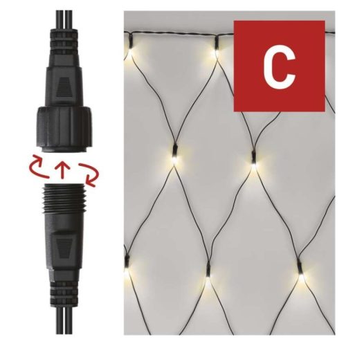 Standard LED sorolható karácsonyi füzér – háló, 1,5x2 m, kültéri, meleg fehér