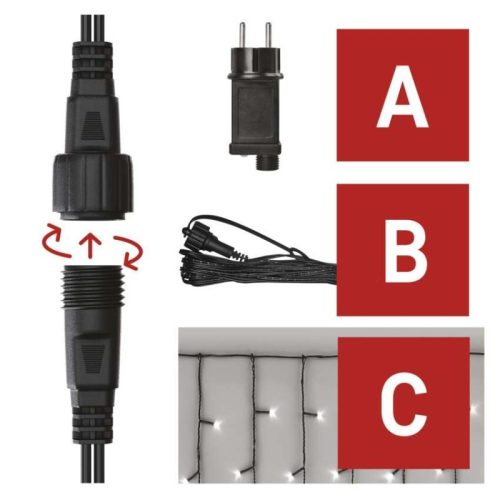 EMOS CNT Kezdő készlet – jégcsapok 2,5m 100LED IP44 12W, hideg fehér, időz.