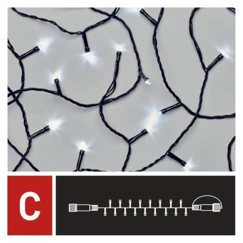 Standard LED sorolható karácsonyi füzér, 5 m, kültéri és beltéri, hideg fehér