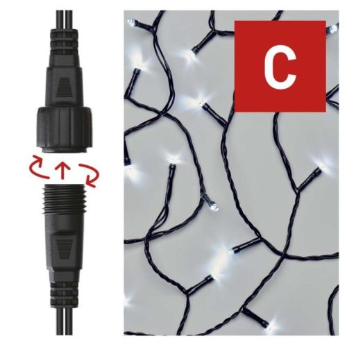 Standard LED sorolható karácsonyi füzér, 10 m, kültéri és beltéri, hideg fehér