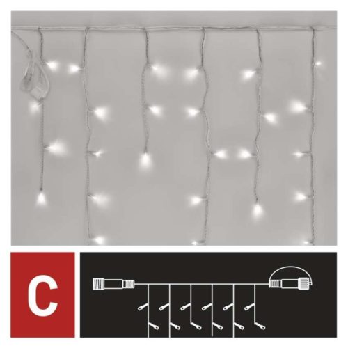 Standard LED sorolható füzér, villogó – jégcsapok, 2,5 m, kültéri, hideg fehér