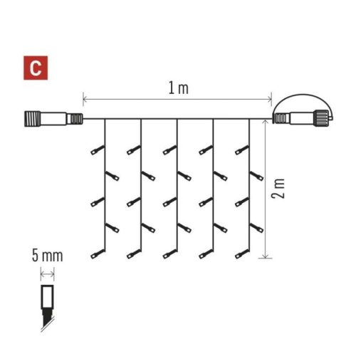 Standard LED sorolható karácsonyi füzér – fényfüggöny, 1x2 m, kültéri, hideg fehér