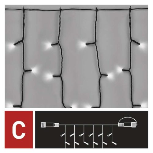 Standard LED sorolható karácsonyi füzér – fényfüggöny, 1x2 m, kültéri, hideg fehér