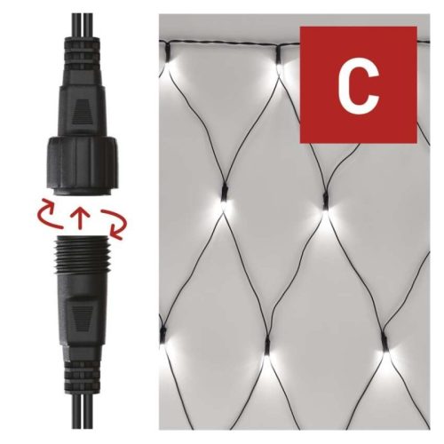Standard LED sorolható karácsonyi füzér – háló, 1,5x2 m, kültéri, hideg fehér
