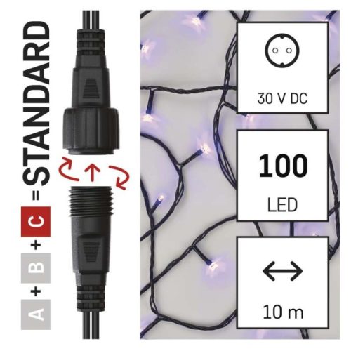 Standard LED sorolható karácsonyi füzér, 10 m, kültéri és beltéri, lila