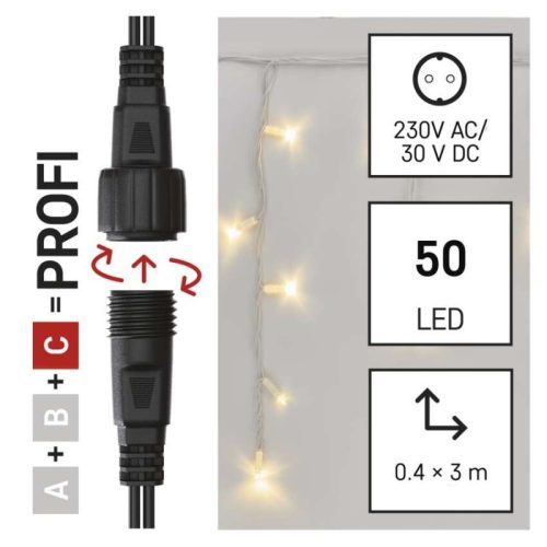 Profi LED sorolható füzér, villogó – jégcsapok, 3 m, kültéri, meleg fehér