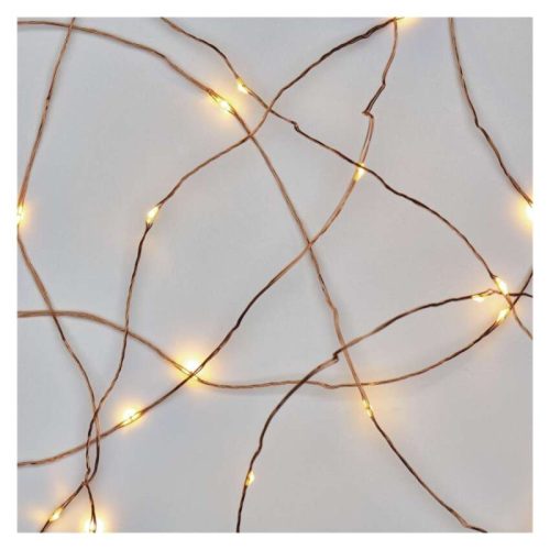 LED karácsonyi nano fényfüzér, réz, 10 m, kültéri és beltéri, meleg fehér, időzítő