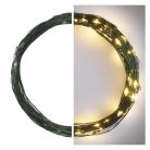 LED karácsonyi nano fényfüzér, zöld, 7,5 m, kültéri és beltéri, meleg fehér, időzítő