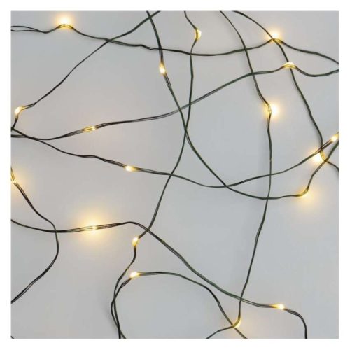 LED karácsonyi nano fényfüzér, zöld, 15 m, kültéri és beltéri, meleg fehér, időzítő