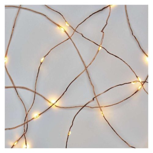 LED karácsonyi nano fényfüzér, 1,9 m, 2x AA, beltéri, meleg fehér, időzítő