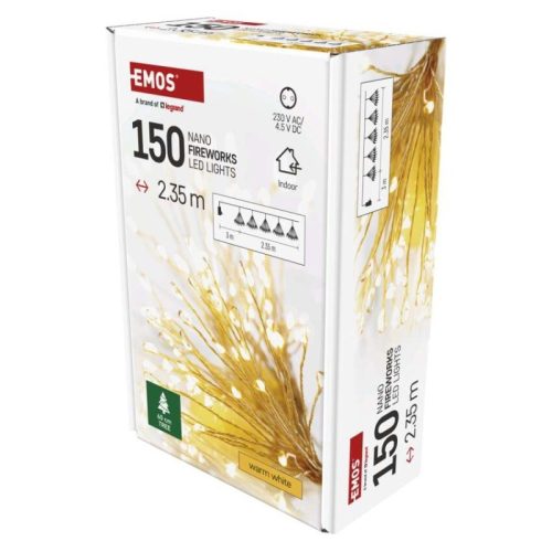 LED fényfüzér – fürtök, nano, 2,35 m, beltéri, meleg fehér, időzítő