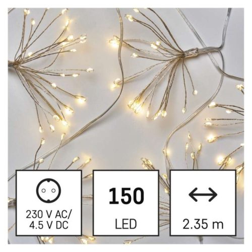 LED fényfüzér – fürtök, nano, 2,35 m, beltéri, meleg fehér, időzítő