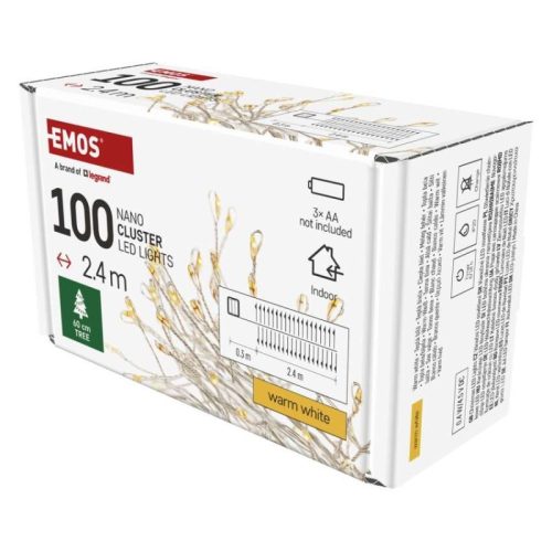 LED karácsonyi nano fényfüzér – süni, 2,4 m, 3x AA, beltéri, meleg fehér, időzítő