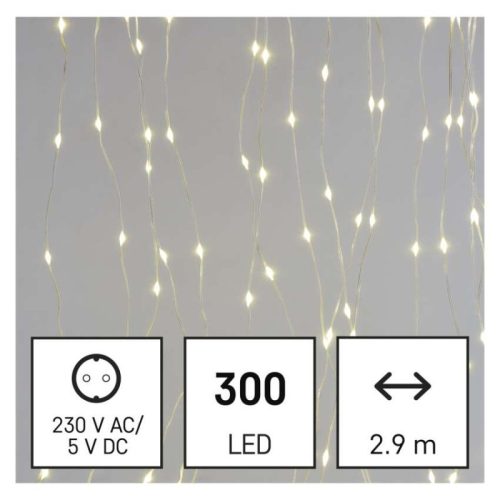 LED karácsonyi drop fényfüzér – fényfüggöny, 2,9x1,5 m, kültéri és beltéri, meleg fehér