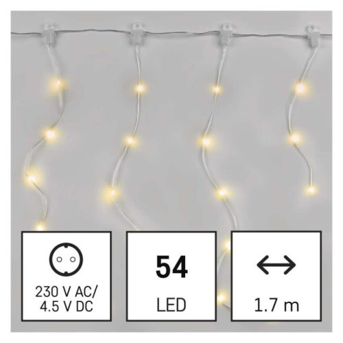 LED karácsonyi drop fényfüzér – jégcsapok, 1,7 m, kültéri és beltéri, meleg fehér, progr.