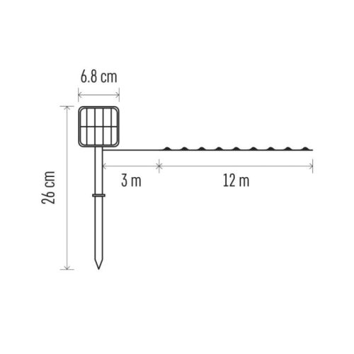 LED nano lánc napelemmel, réz, 12 m, kültéri és beltéri, meleg fehér, időzítő