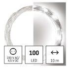 LED karácsonyi nano fényfüzér, ezüst, 10 m, kültéri és beltéri, hideg fehér, időzítő