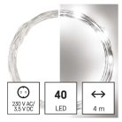 LED karácsonyi nano fényfüzér, ezüst, 4 m, kültéri és beltéri, hideg fehér, időzítő