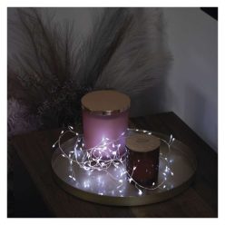   LED karácsonyi nano fényfüzér – süni, 2,4 m, 3x AA, beltéri, hideg fehér, időzítő