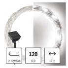 LED nano lánc napelemmel, réz, 12 m, kültéri és beltéri, hideg fehér, időzítő