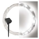 LED nano lánc napelemmel, réz, 12 m, kültéri és beltéri, hideg fehér, időzítő