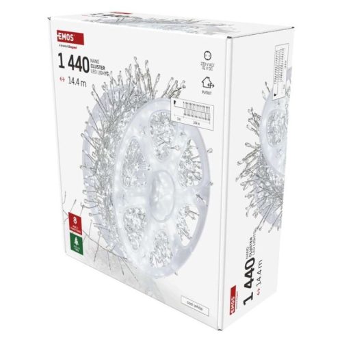 LED nano fényfüzér tekercsen, ezüst , 14,4 m, hideg fehér, időzítő