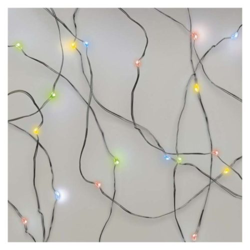 LED karácsonyi nano fényfüzér, 1,9 m, 2x AA, beltéri, többszínű, időzítő