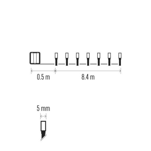 LED karácsonyi fényfüzér, 8,4 m, 3x AA, kültéri és beltéri, meleg fehér, időzítő