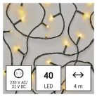 LED karácsonyi fényfüzér, 4 m, kültéri és beltéri, meleg fehér, progr, időz.