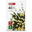 LED karácsonyi fényfüzér, 4 m, kültéri és beltéri, meleg fehér, progr, időz.