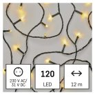 LED karácsonyi fényfüzér, 12 m, kültéri és beltéri, meleg fehér, progr, időz.