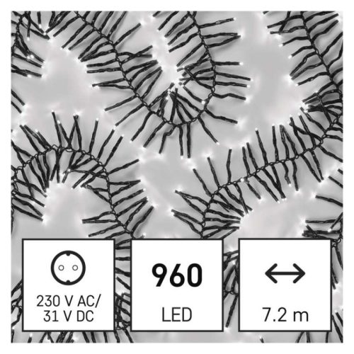 LED karácsonyi fényfüzér – süni, 7,2 m, kültéri és beltéri, hideg fehér, programok, időz