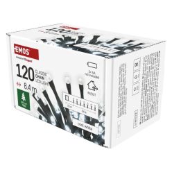   LED karácsonyi fényfüzér, 8,4 m, 3x AA, kültéri és beltéri, hideg fehér, időzítő