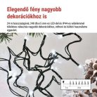 LED karácsonyi fényfüzér, 24 m, kültéri és beltéri, hideg fehér, progr, időz.