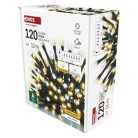 LED karácsonyi fényfüzér, villogó, 12 m, kültéri és beltéri, meleg/hideg fehér, időzítő