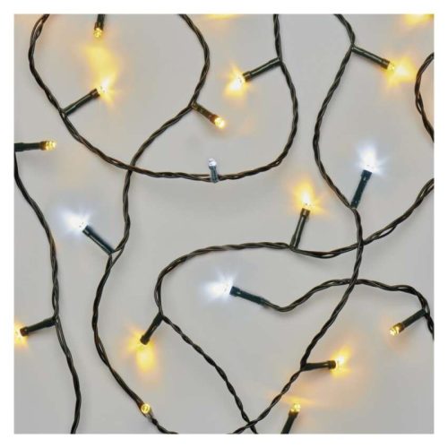 LED karácsonyi fényfüzér, villogó, 12 m, kültéri és beltéri, meleg/hideg fehér, időzítő