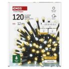 LED karácsonyi fényfüzér, villogó, 12 m, kültéri és beltéri, meleg/hideg fehér, időzítő