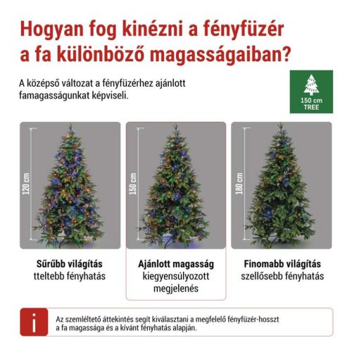 LED karácsonyi fényfüzér, 12 m, kültéri és beltéri, többszínű, progr, időz.