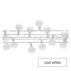   LED fényfüzér, cseresznye – golyók 2,5 cm, 4 m, kültéri és beltéri, hideg fehér, időzítő