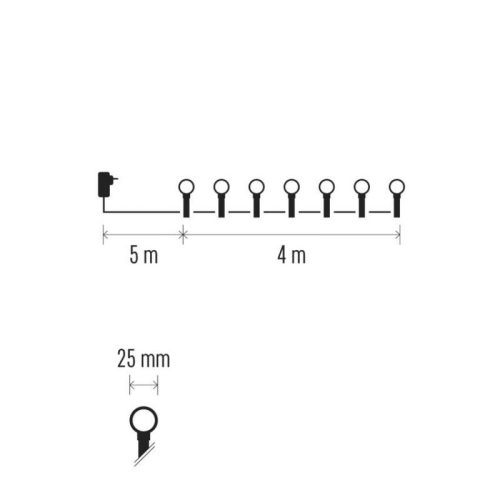 LED fényfüzér, cseresznye – golyók 2,5 cm, 4 m, kültéri és beltéri, többszínű, időzítő