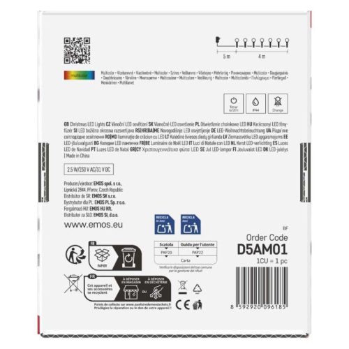 LED fényfüzér, cseresznye – golyók 2,5 cm, 4 m, kültéri és beltéri, többszínű, időzítő