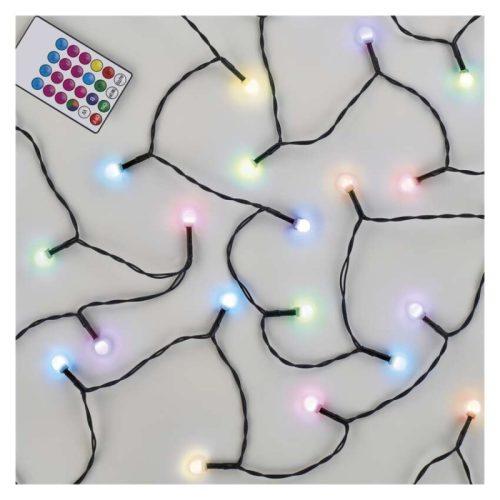 LED karácsonyi fényfüzér, cseresznye – golyók, 10 m, RGB, távirányító, programok, időzítő