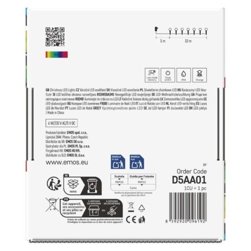LED karácsonyi fényfüzér, cseresznye – golyók, 10 m, RGB, távirányító, programok, időzítő