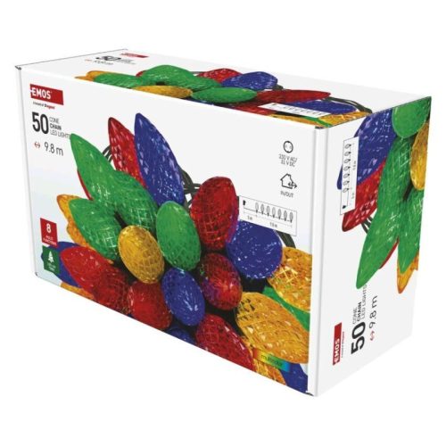 LED karácsonyi fényfüzér, színes égők, 9,8 m, multicolor, többfunkciós