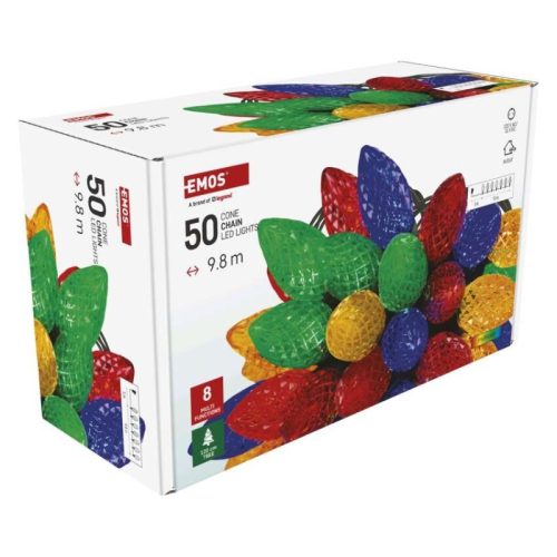 LED karácsonyi fényfüzér, színes égők, 9,8 m, multicolor, többfunkciós