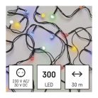 LED karácsonyi fényfüzér,cseresznye–golyók, 30 m, kültéri és beltéri, többszínű,progr,időz