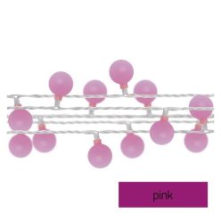   LED fényfüzér, cseresznye – golyók 2,5 cm, 4 m, kültéri és beltéri, rózsaszínű, időzítő