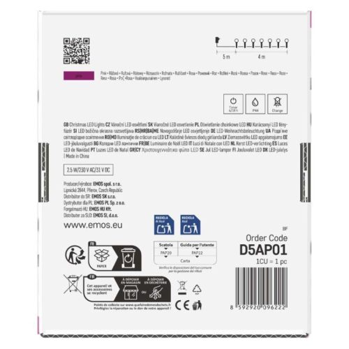 LED fényfüzér, cseresznye – golyók 2,5 cm, 4 m, kültéri és beltéri, rózsaszínű, időzítő
